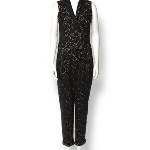 Sea NY Classic Black Womens Size 10 Lace Lined‎ Jumpsuit V-Neck Sleeveless
